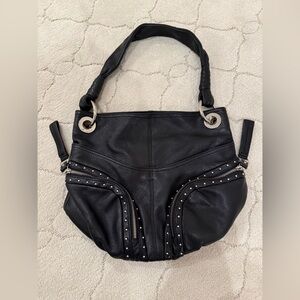 B Makowsky Elegant Black Studded Women's Handbag/ Hobo - excellent condition